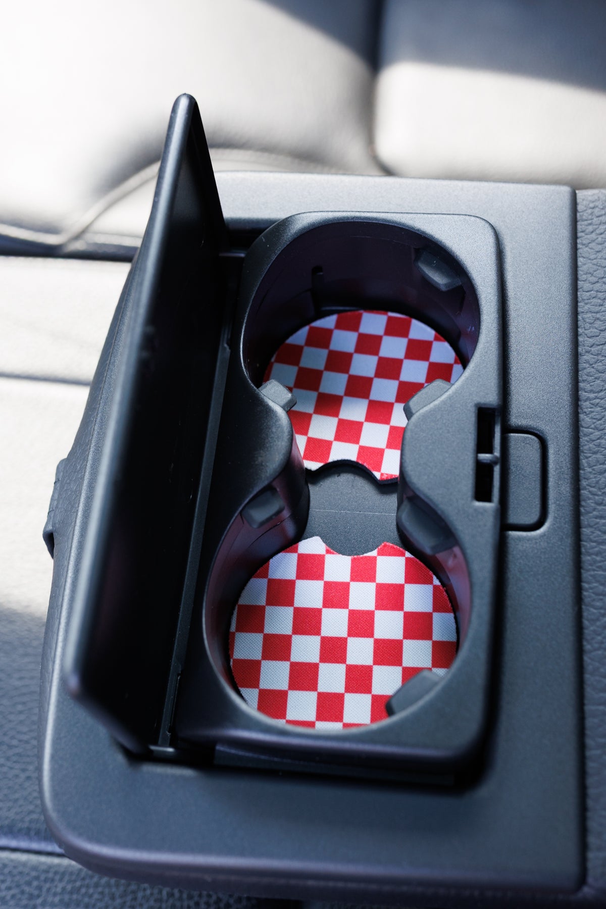 Red &amp; White Checkerboard Car Coasters 2-Pack
