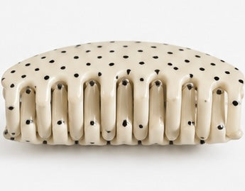 Cream Polka Dot Claw Clip