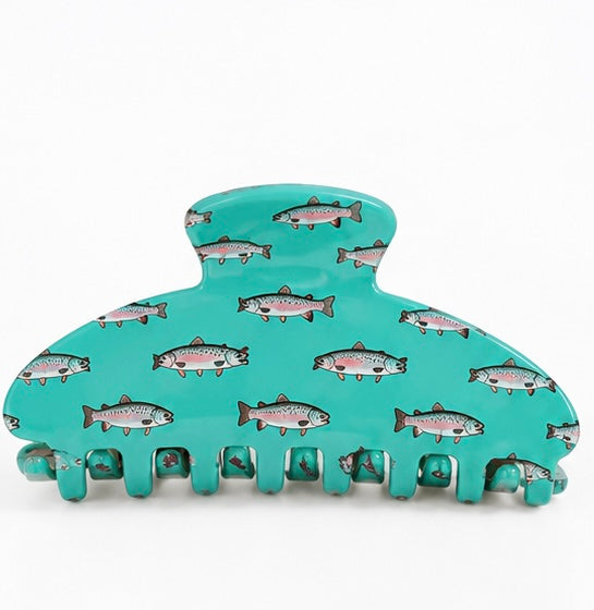 Teal Rainbow Trout Claw Clip