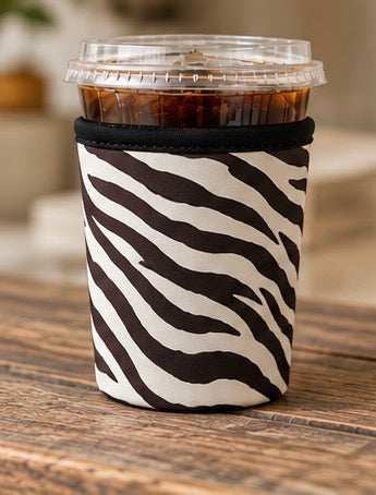 Zebra Striped Drink Sleeve Cozy
