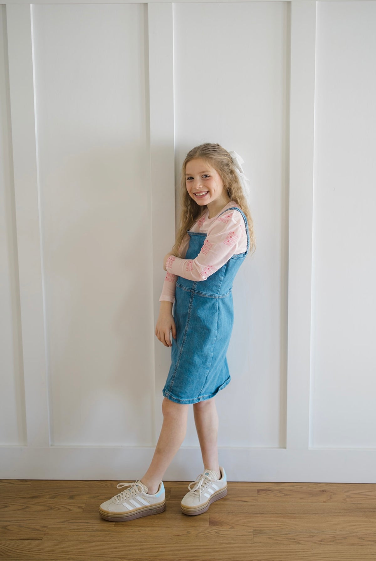 Kids Pink Howdy Sheer Mock Neck Top