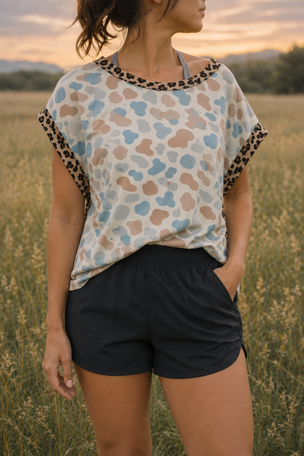 Camo Leopard Cross-Back Shirt