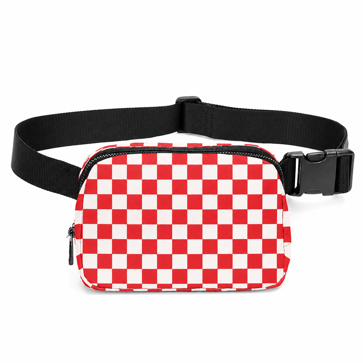 Red and White Checkerboard Crossbody Bag