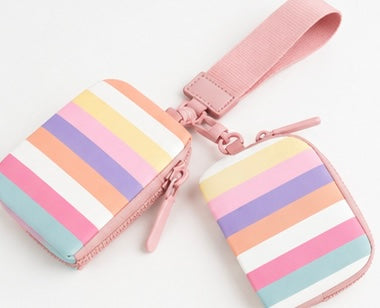 Rainbow Striped Dual Pouch Wristlet