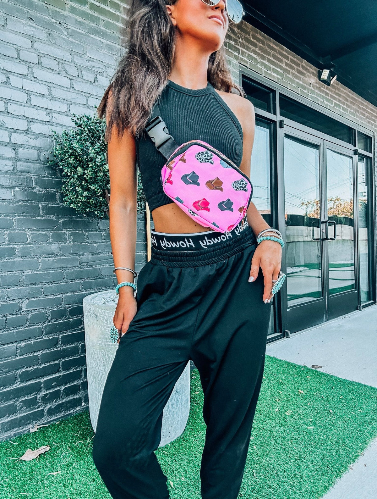 Pink Cowboy Hat Crossbody Bag