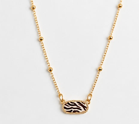 Gold Zebra Striped Necklace