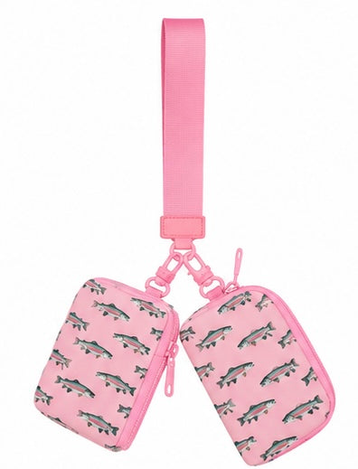 Pink Rainbow Trout Dual Pouch Wristlet