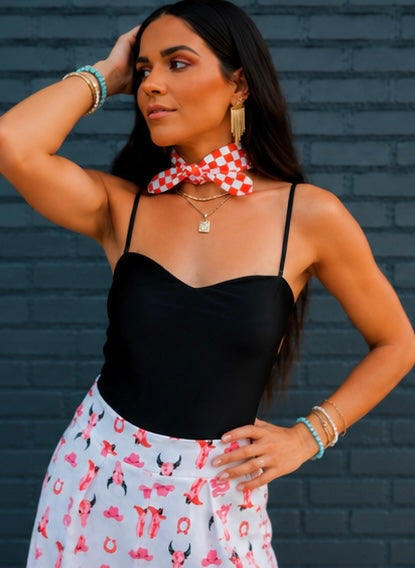 Red &amp; White Checkerboard Buckaroo Scarf