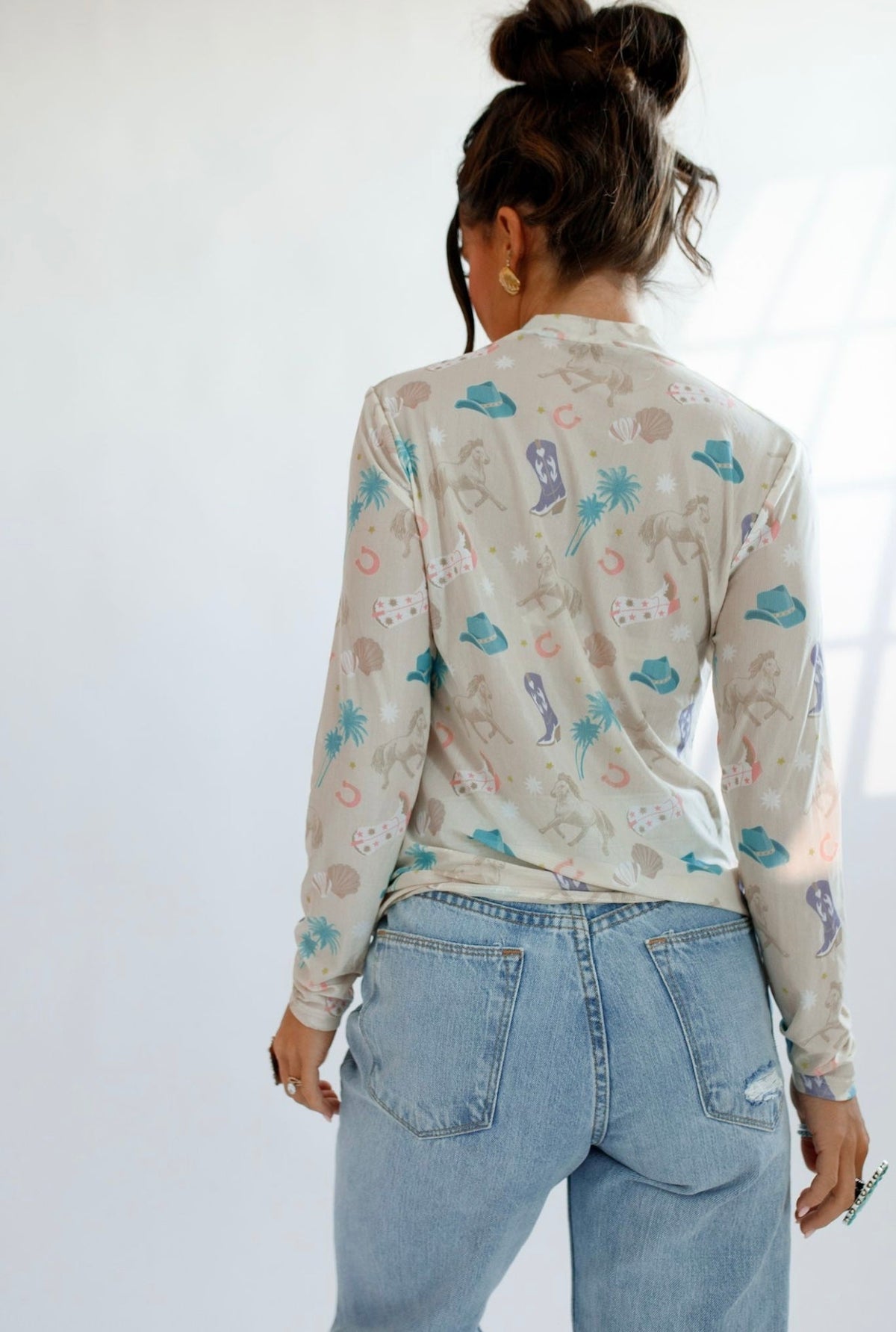 Kids Coastal Cowgirl Sheer Mock Neck Top