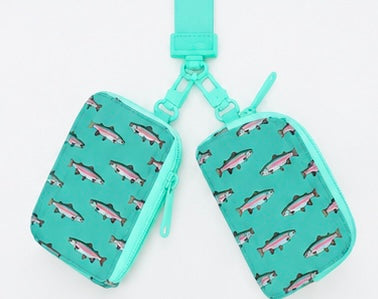 Teal Rainbow Trout Dual Pouch Wristlet