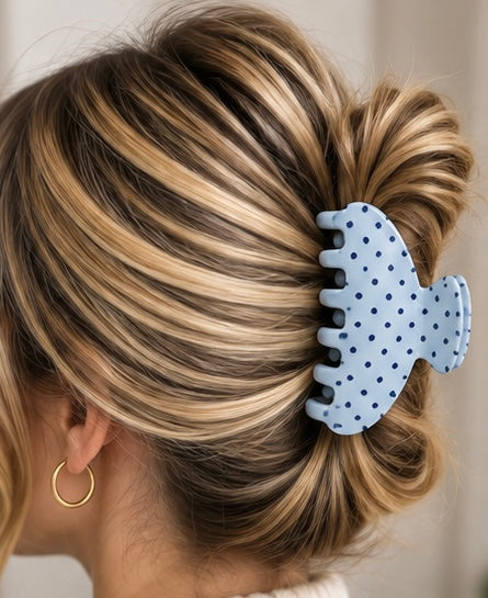 Blue Polka Dot Claw Clip