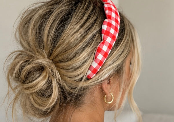 Red Gingham “Get Ready With Me” Skincare Headband