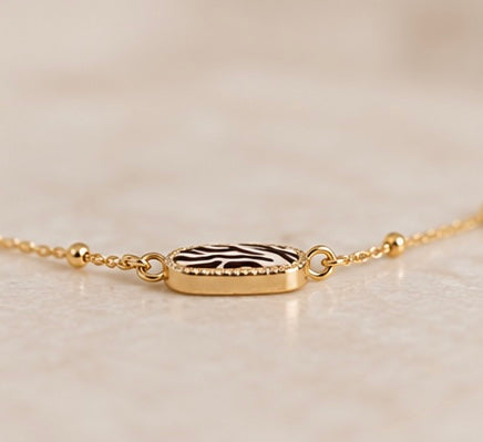 Gold Zebra Striped Necklace