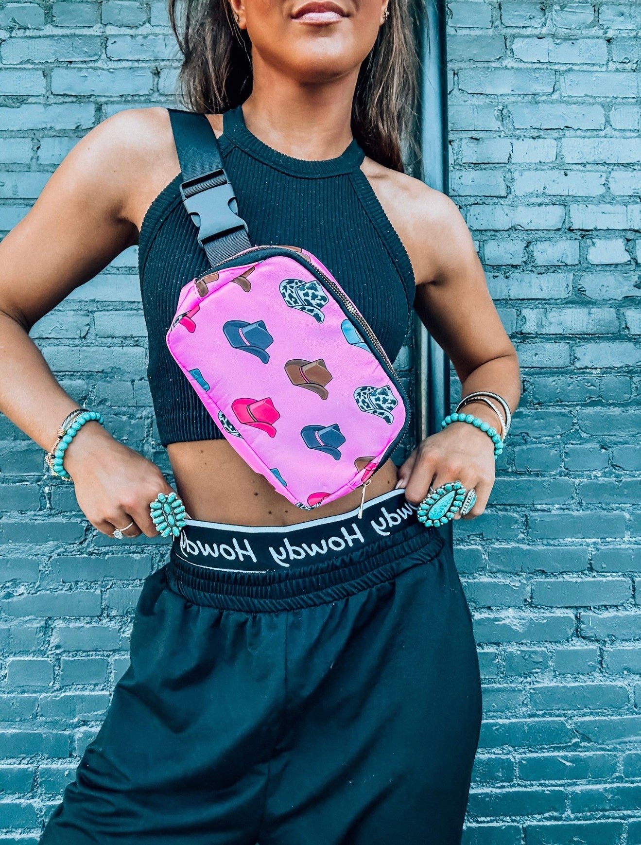 Pink Cowboy Hat Crossbody Bag