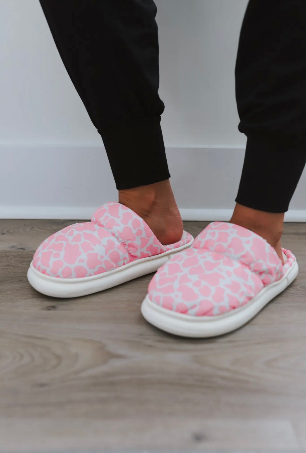 Pink Cowhide Slippers