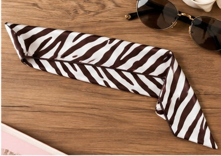Zebra Striped Twilled Skinny Scarf