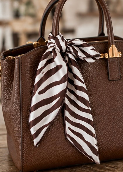 Zebra Striped Twilled Skinny Scarf