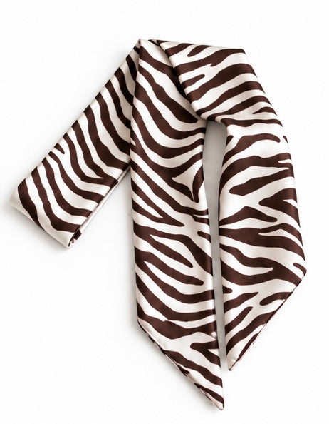 Zebra Striped Twilled Skinny Scarf