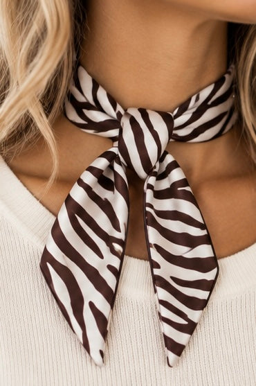 Zebra Striped Twilled Skinny Scarf