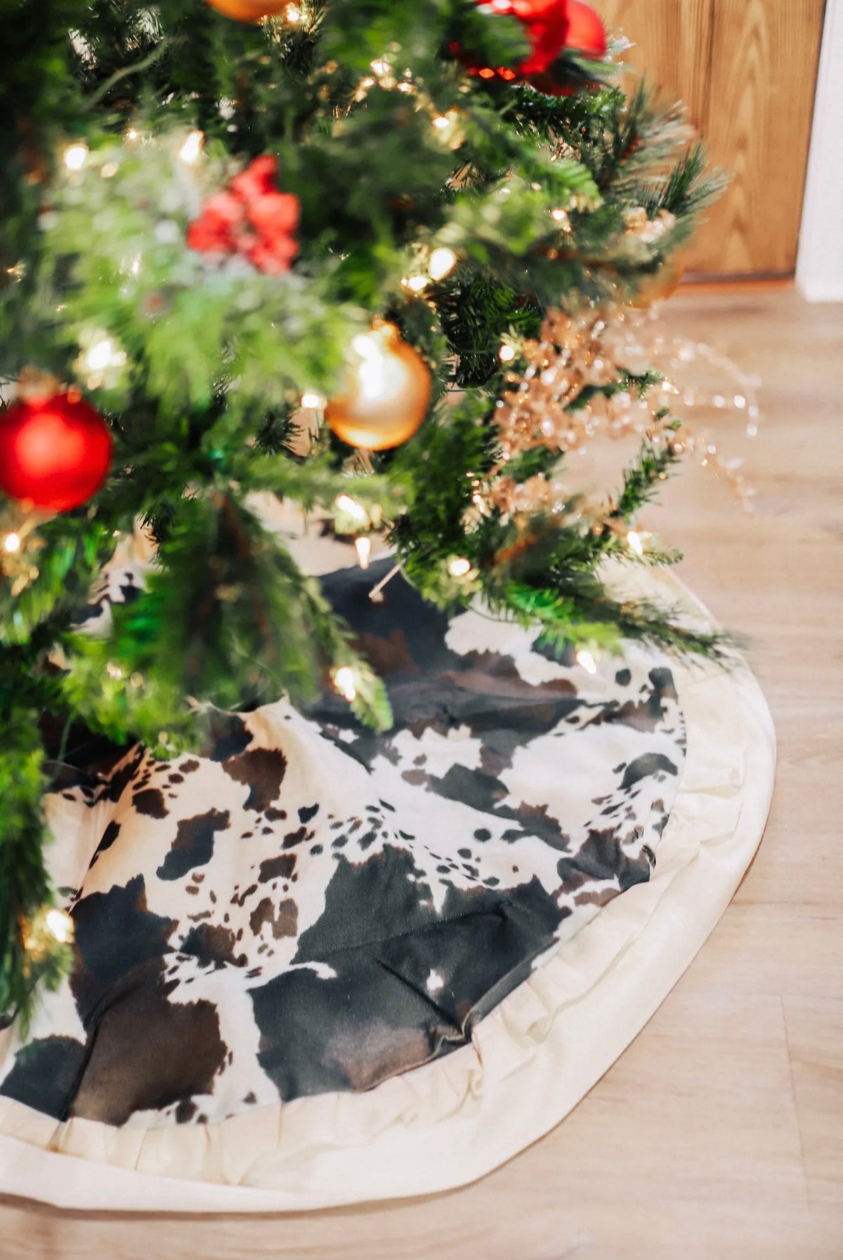 Brown Cowhide Christmas Tree Skirt
