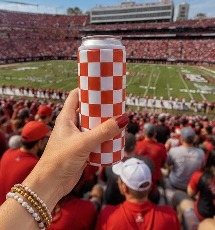 Hard Cooling Can in Red &amp; White Checkerboard