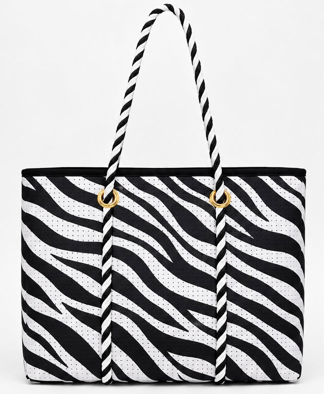 Large Tote in Zebra Stripe