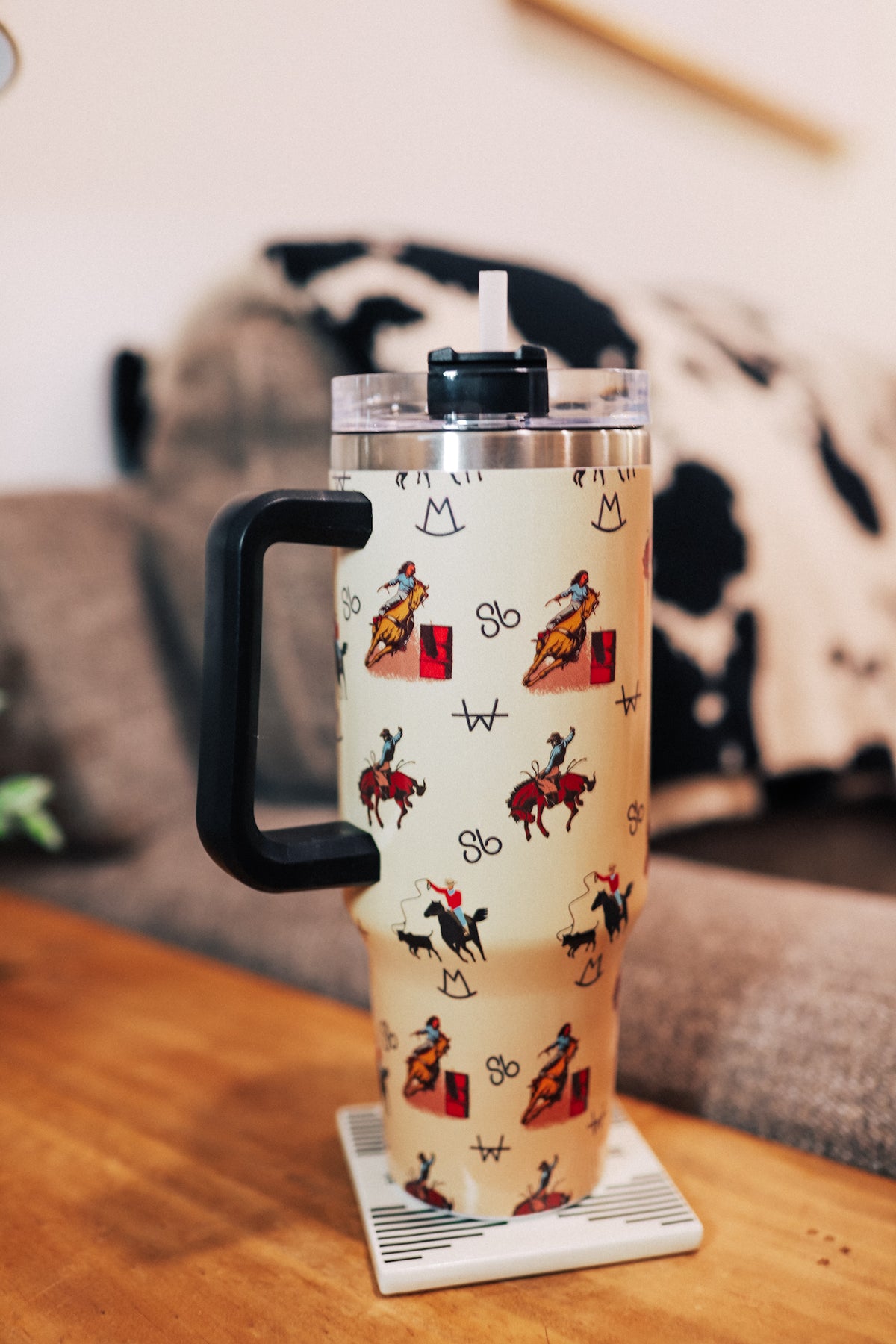 Vintage Cowboy Tumbler with Handle