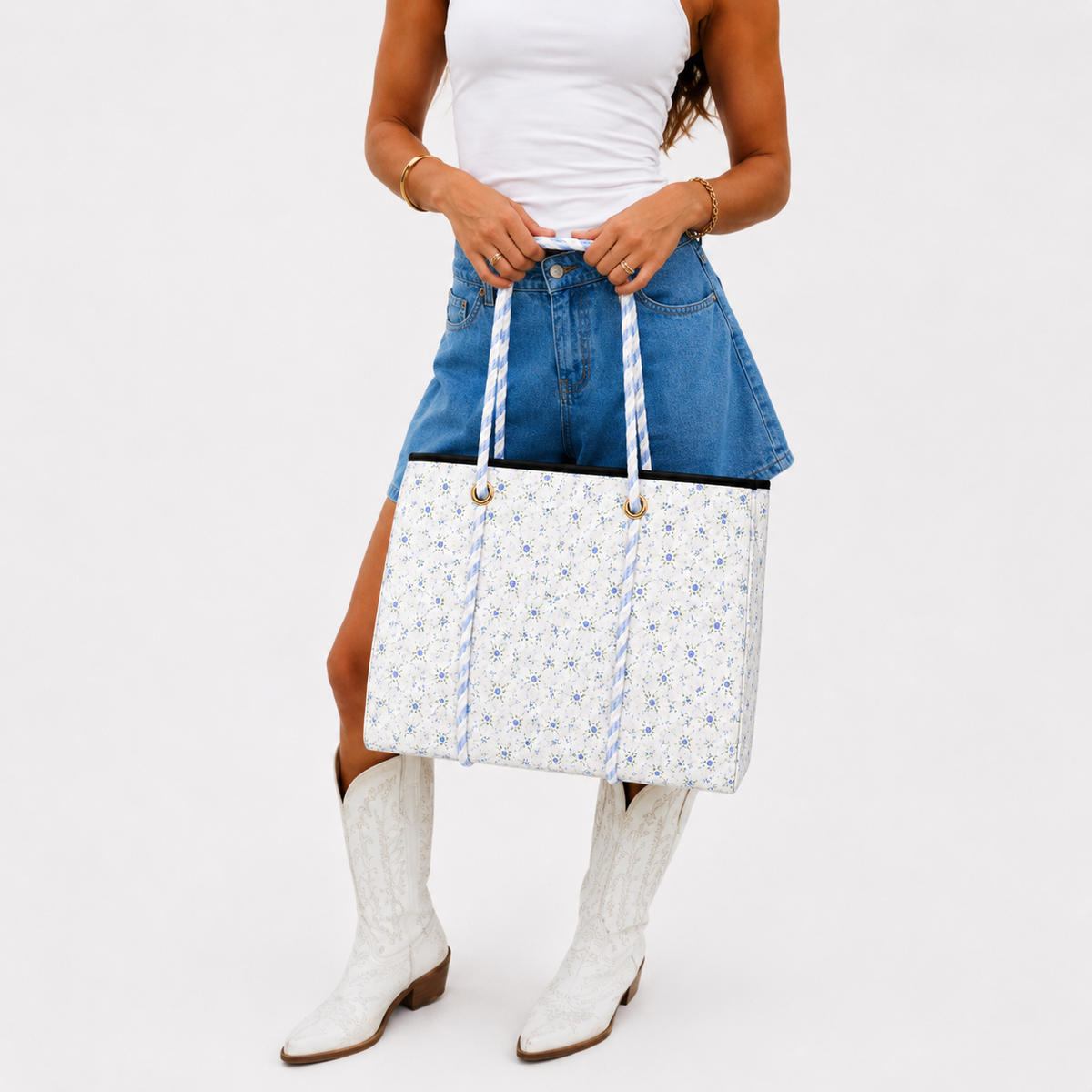 Large Tote in Blue Floral