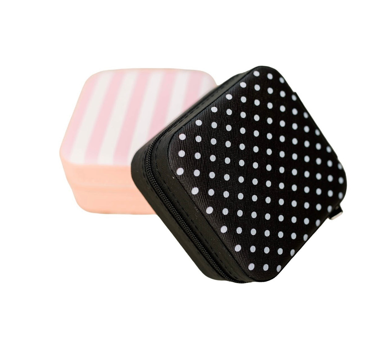 Pink Striped Square Jewelry Case