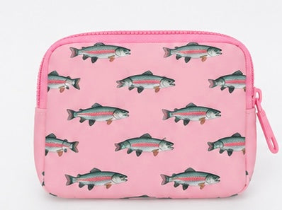 Pink Rainbow Trout Dual Pouch Wristlet