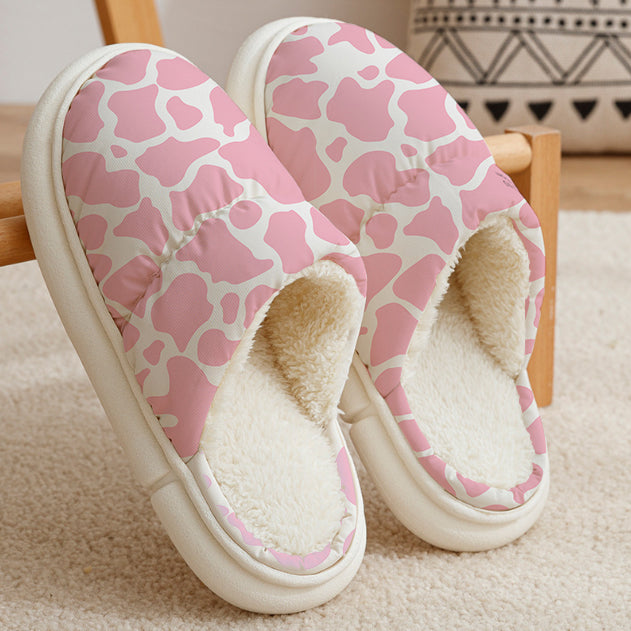 Pink Cowhide Slippers One Size