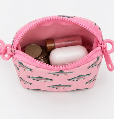 Pink Rainbow Trout Dual Pouch Wristlet