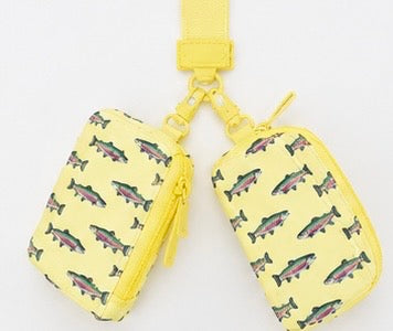 Yellow Rainbow Trout Dual Pouch Wristlet