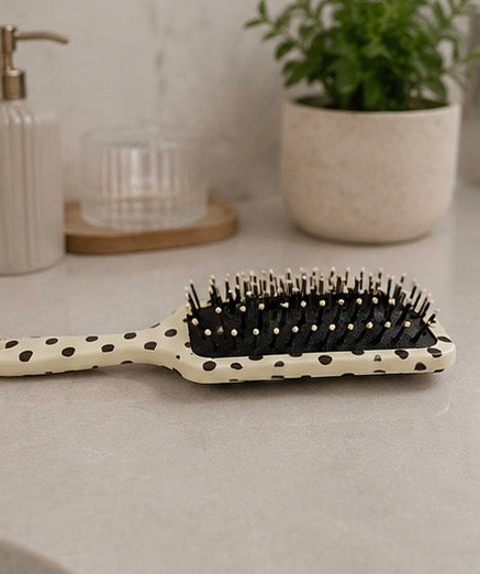 Cream Polka Dot Hairbrush
