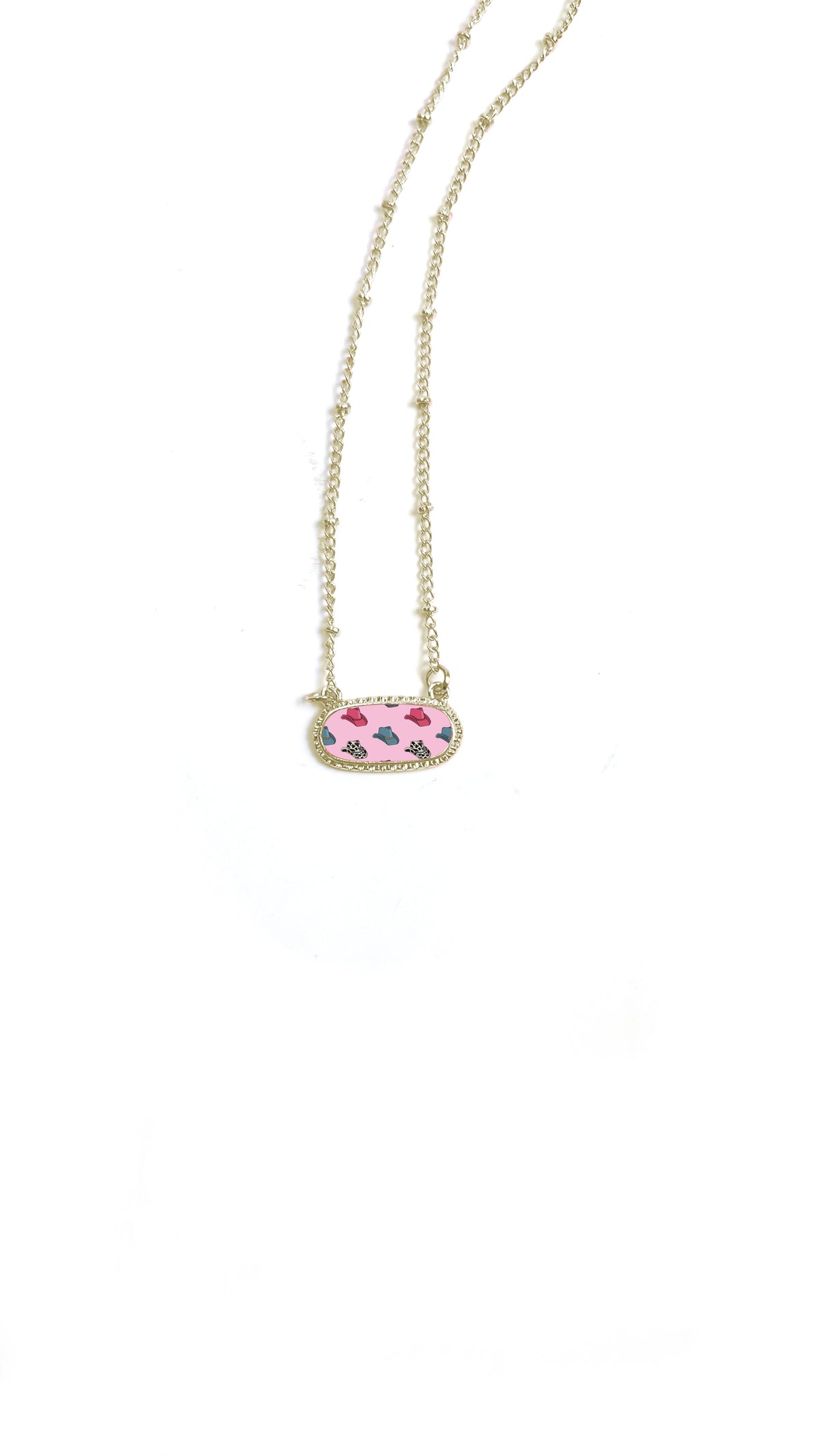 Pink Cowboy Hat Necklace