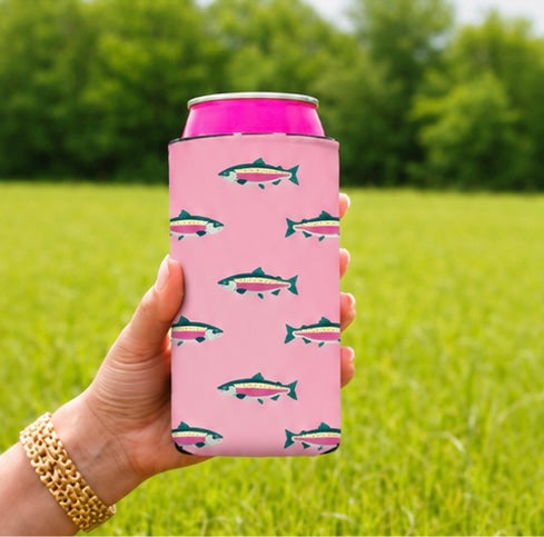 Pink Rainbow Trout Tall Coozie 2-Pack