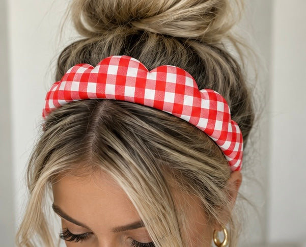 Red Gingham “Get Ready With Me” Skincare Headband