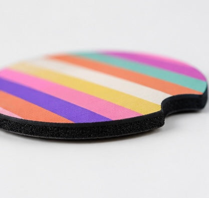Rainbow Striped Car Coaster 2-Pack