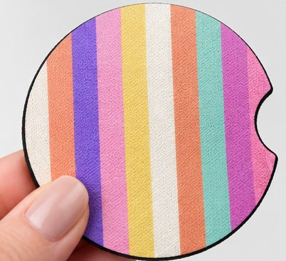 Rainbow Striped Car Coaster 2-Pack