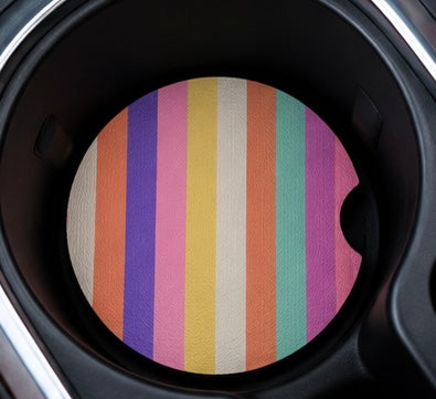 Rainbow Striped Car Coaster 2-Pack