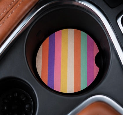 Rainbow Striped Car Coaster 2-Pack