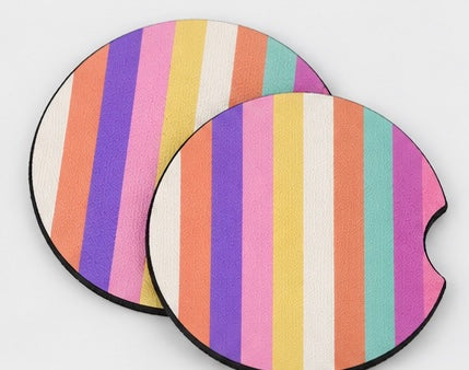 Rainbow Striped Car Coaster 2-Pack