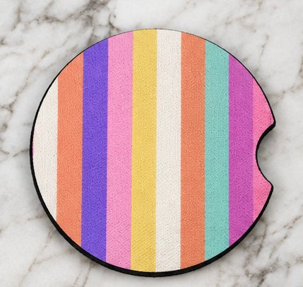 Rainbow Striped Car Coaster 2-Pack