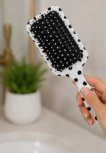 White Polka Dot Hairbrush