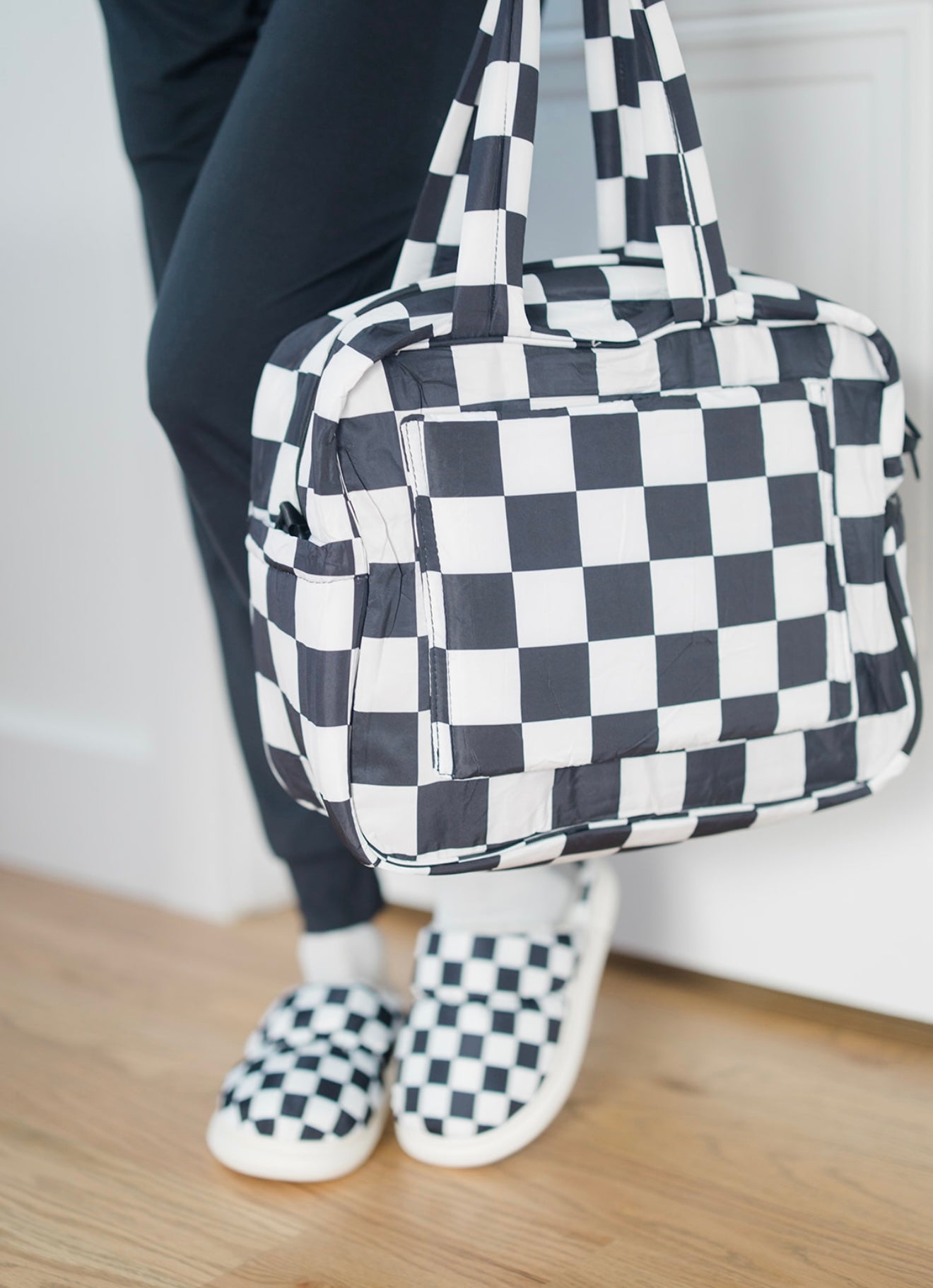 Puffer Duffel Bag in Checkerboard