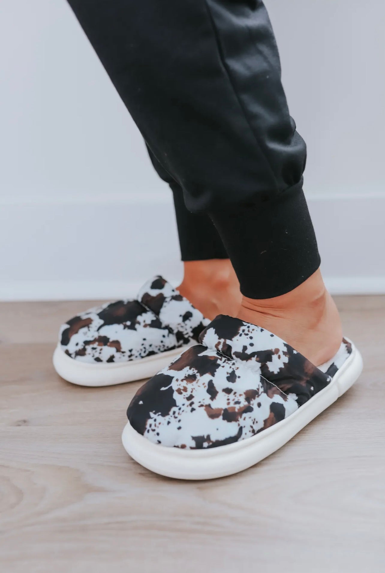 Brown Cowhide Slippers