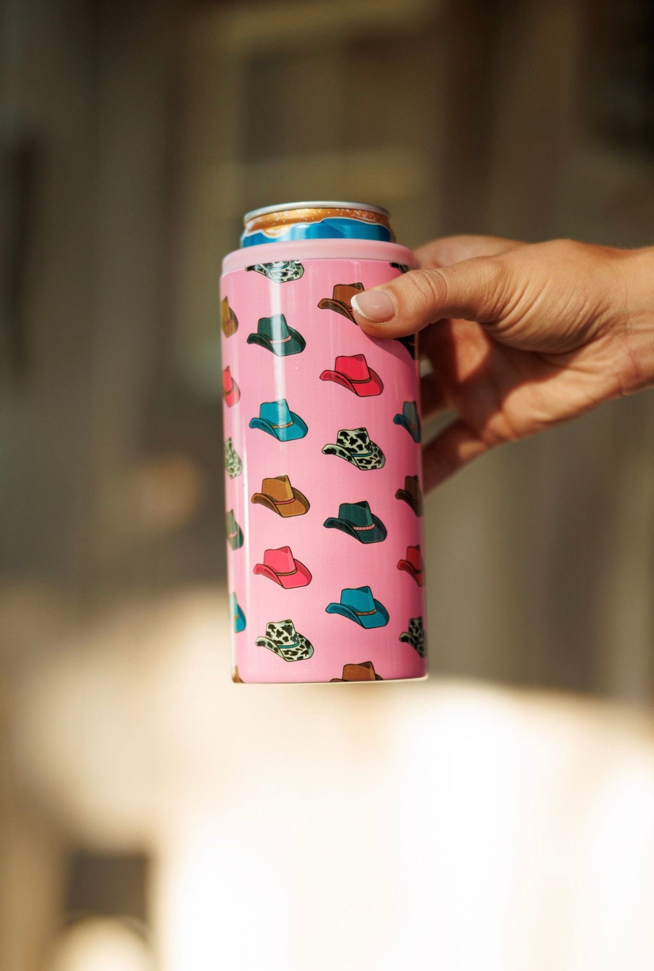 Hard Cooling Can in Pink Cowboy Hat