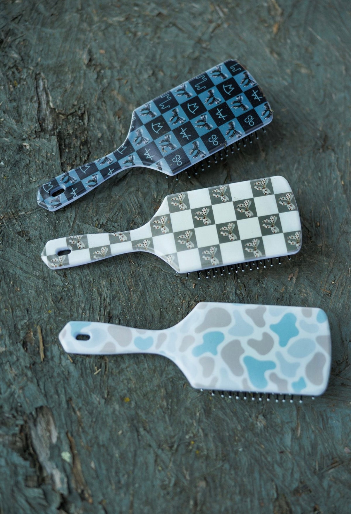 Bow Black Brand Check Hairbrush