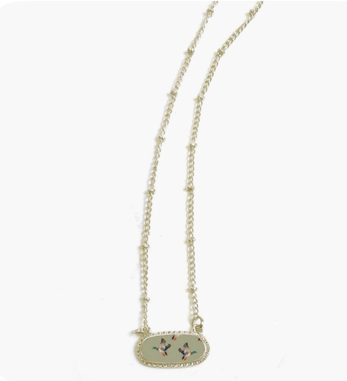 Green Duck Necklace Gold