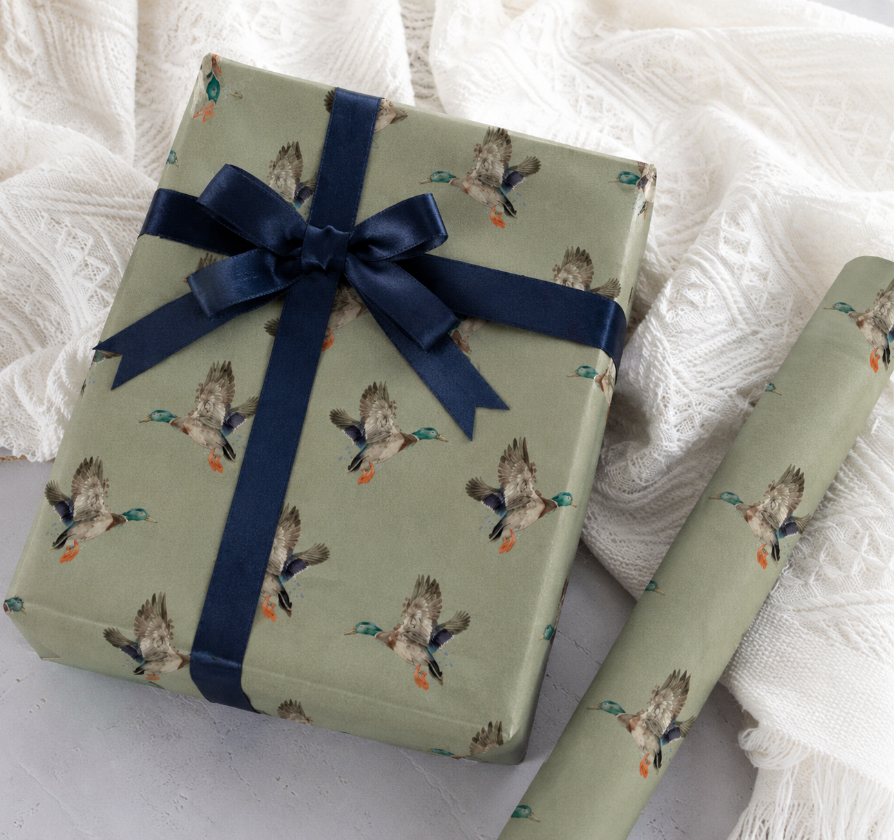 Green Duck Wrapping Paper